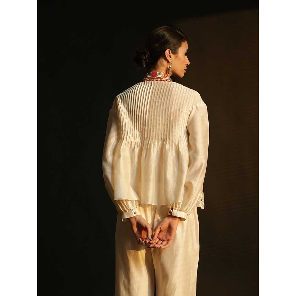 CHANDRIMA Ivory Shirt With Beadwork And Cutwork
