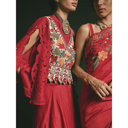 CHANDRIMA Ivory Embroidered Waistcoat