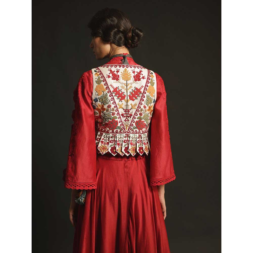 CHANDRIMA Ivory Embroidered Waistcoat
