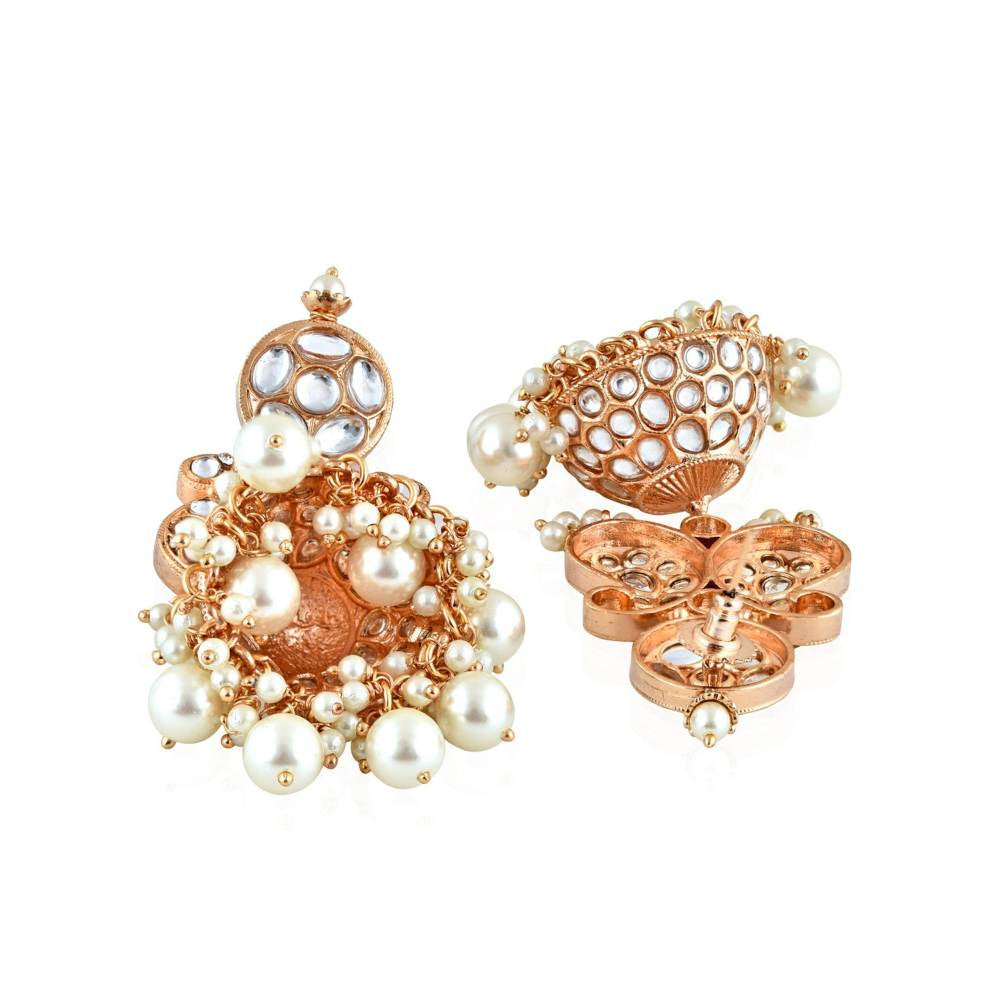 Curio Cottage Gold and Kundan Paisley Jhumki Bridal Earrings