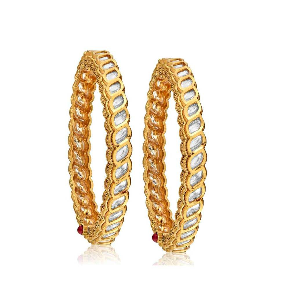 Curio Cottage The Bridal Edit - Kundan and Gold Bangles (Pack Of 2)