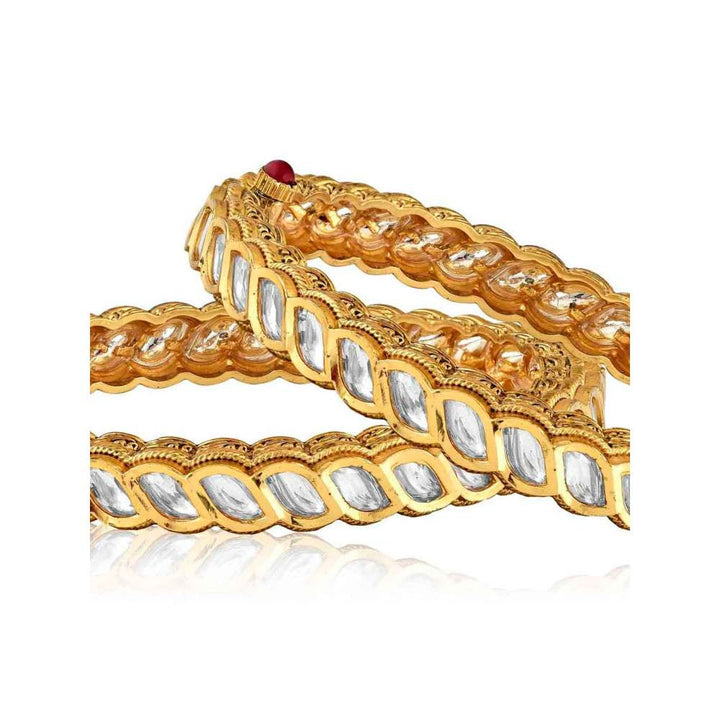 Curio Cottage The Bridal Edit - Kundan and Gold Bangles (Pack Of 2)