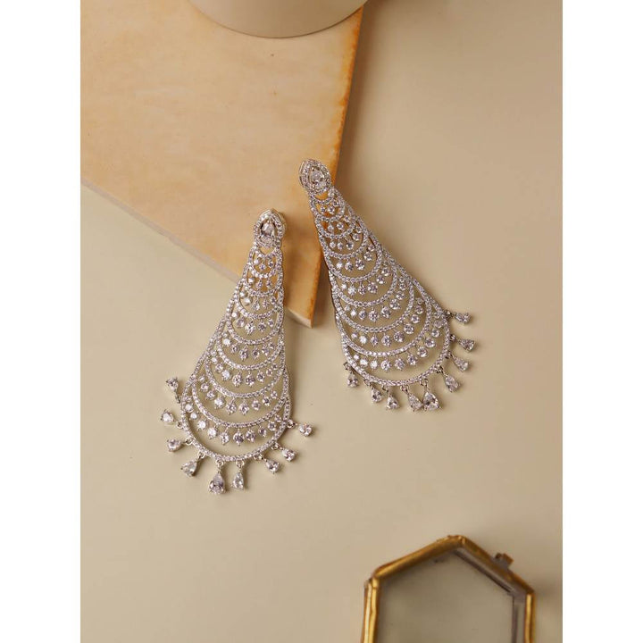 Curio Cottage Diamante Cubic Zirconia Layered Chandbali Earrings