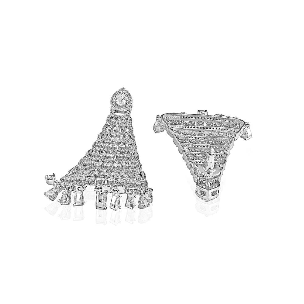 Curio Cottage Diamante Cubic Zirconia Layered Chandbali Earrings