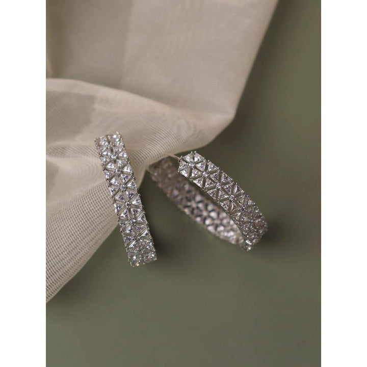 Curio Cottage Diamante Cubic Zirconia Criss Cross Hoops Earrings