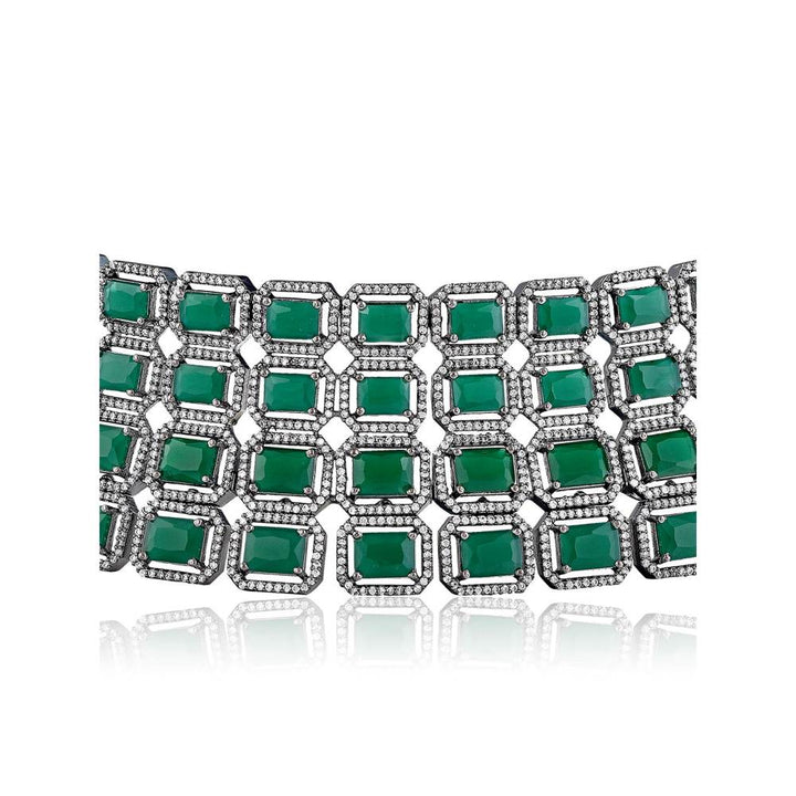 Curio Cottage Diamante Cubic Zirconia Emerald Choker Set