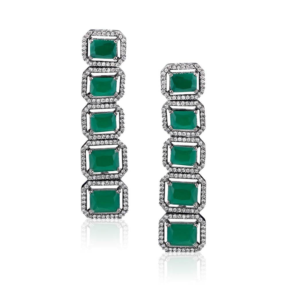 Curio Cottage Diamante Cubic Zirconia Emerald Choker Set