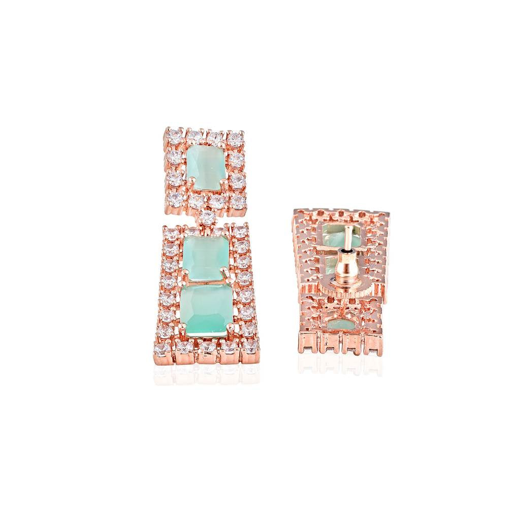 Curio Cottage Diamante Mint Green Stone and Cubic Zirconia Choker Set