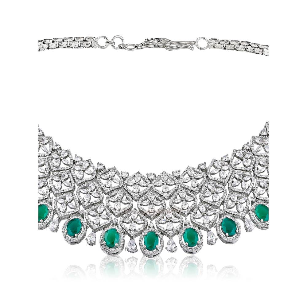 Curio Cottage Diamante Cubic Zirconia Emerald Green Necklace Set