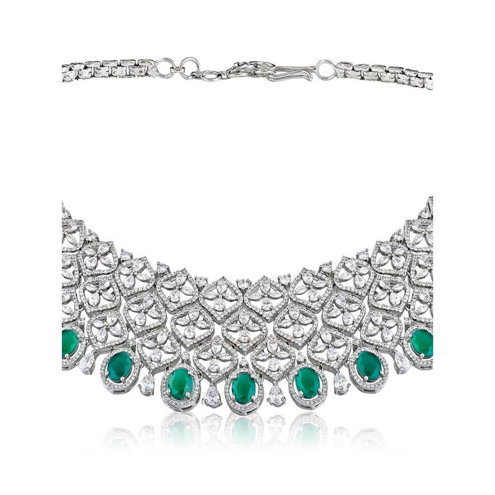 Curio Cottage Diamante Cubic Zirconia Emerald Green Necklace Set