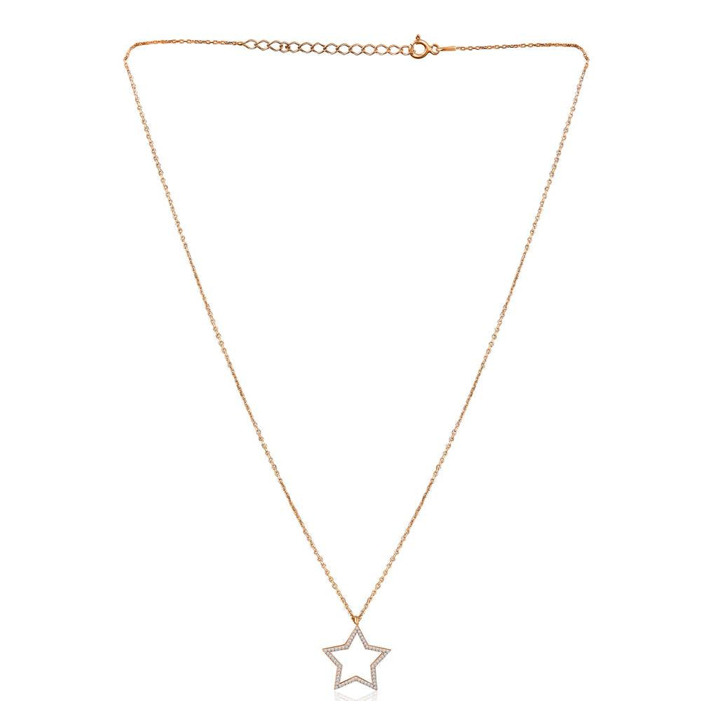 Curio Cottage Pure Silver Rose Gold Plated Star Necklace
