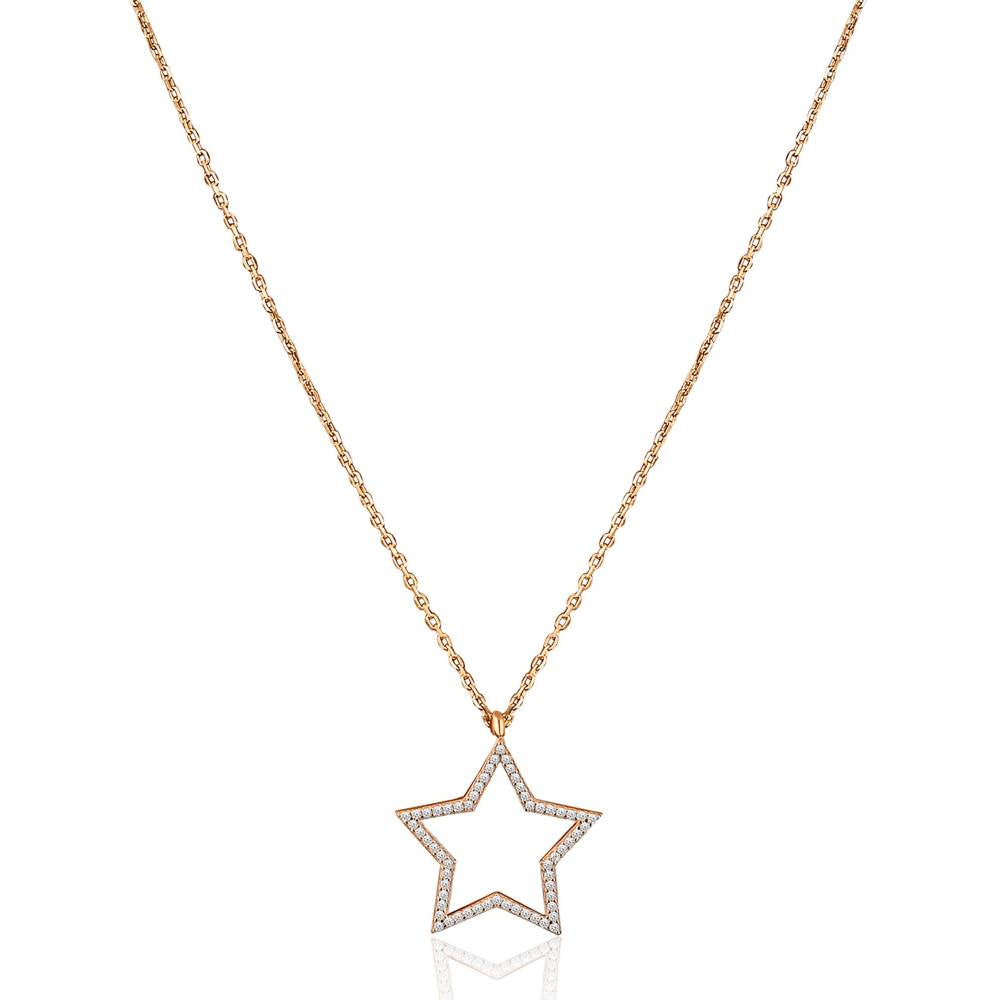 Curio Cottage Pure Silver Rose Gold Plated Star Necklace