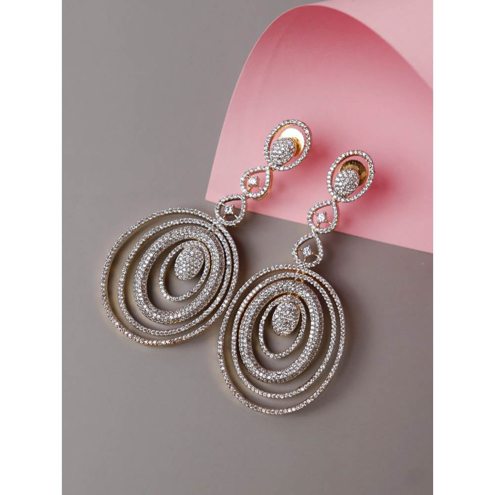 Curio Cottage Diamante Cubic Zirconia Loops Dangler White Earrings