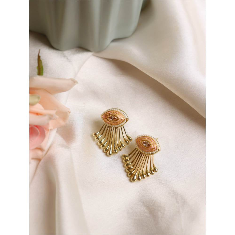 Curio Cottage Aina Streaks of Gold Pink Earrings