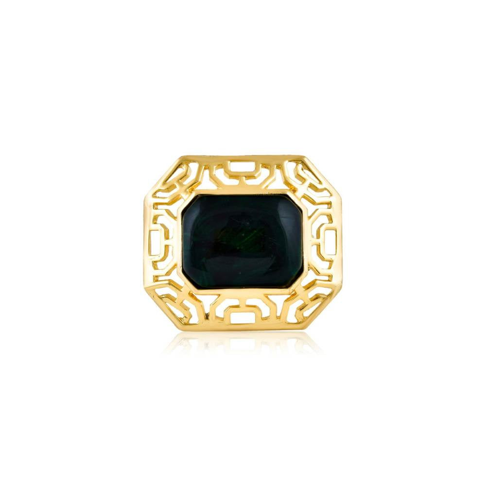 Curio Cottage Aina Deep Green and Gold Square Ring