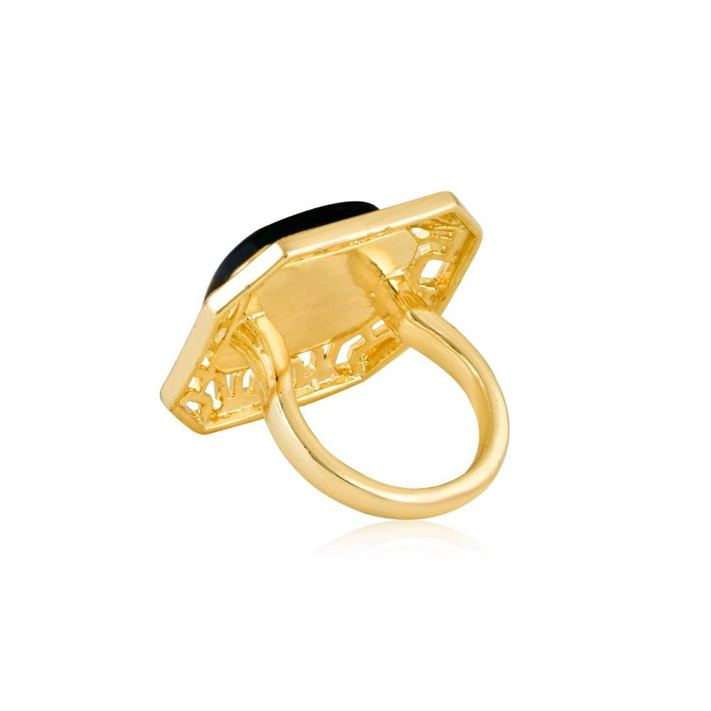 Curio Cottage Aina Deep Green and Gold Square Ring