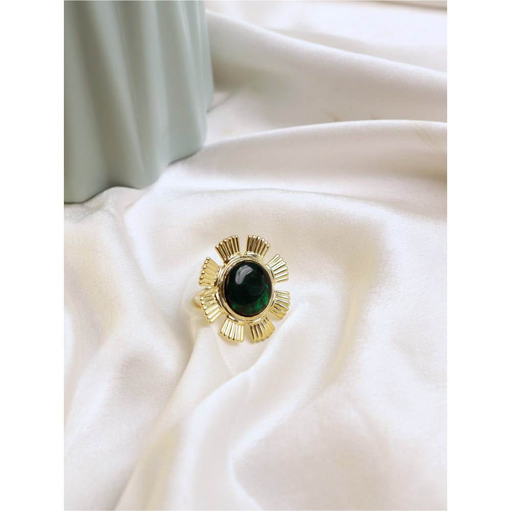 Curio Cottage Aina Green and Gold Blossom Ring