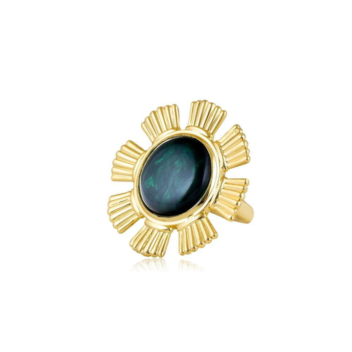 Curio Cottage Aina Green and Gold Blossom Ring