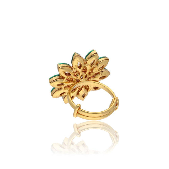 Curio Cottage Bridal Kundan and Gold Daffodil Ring