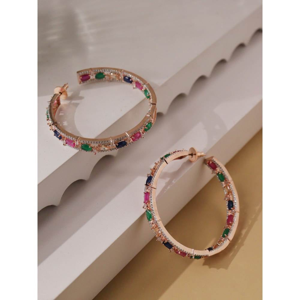 Curio Cottage Multicolour Diamante Cubic Zirconia Hoop Earrings