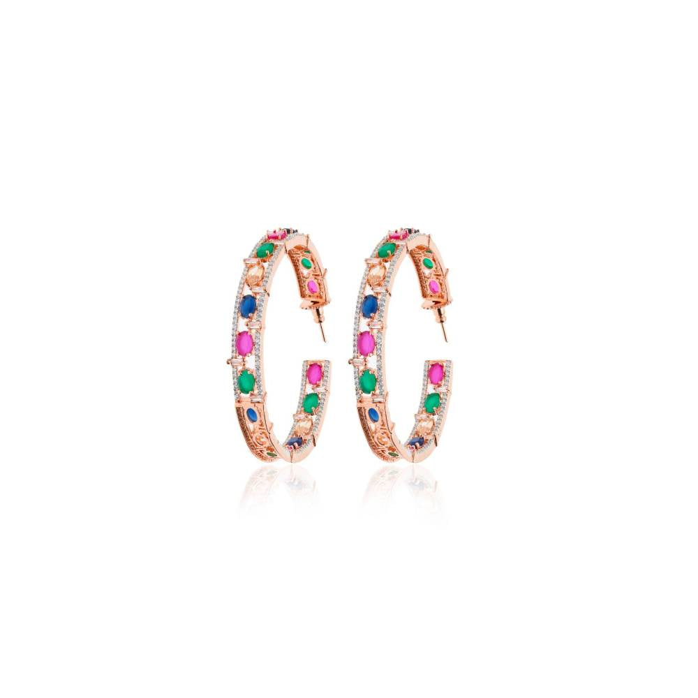 Curio Cottage Multicolour Diamante Cubic Zirconia Hoop Earrings