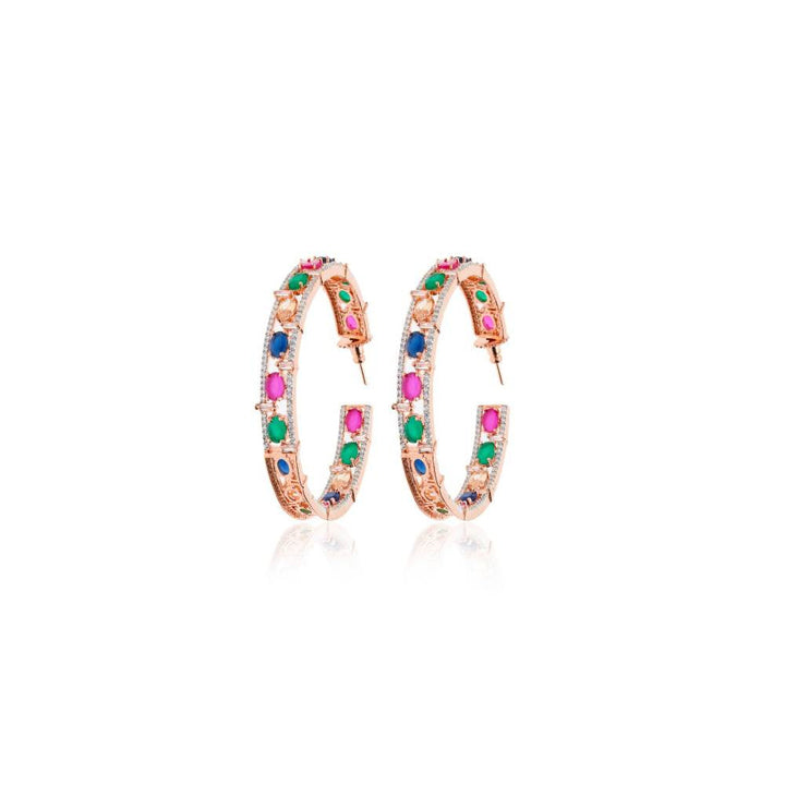 Curio Cottage Multicolour Diamante Cubic Zirconia Hoop Earrings