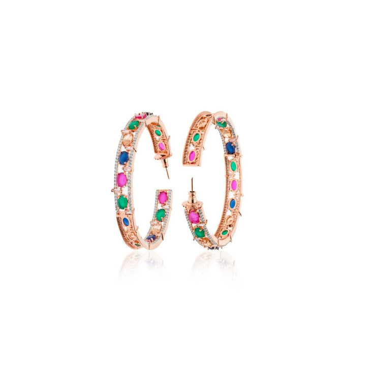 Curio Cottage Multicolour Diamante Cubic Zirconia Hoop Earrings