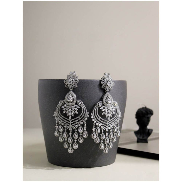 Curio Cottage Cubic Zirconia Diamante Drops Chandbali Earrings