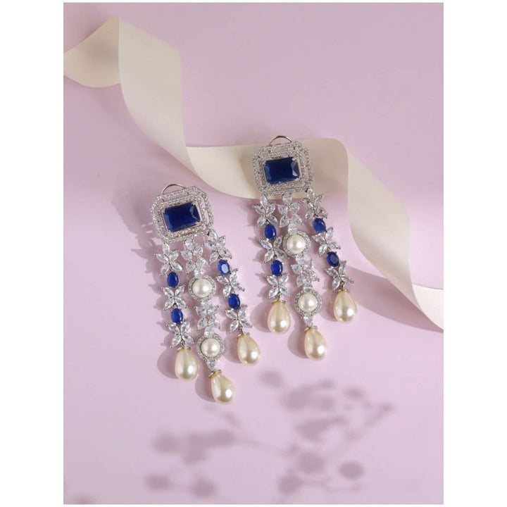 Curio Cottage Sapphire Blue Diamante Cascade Drop Earrings