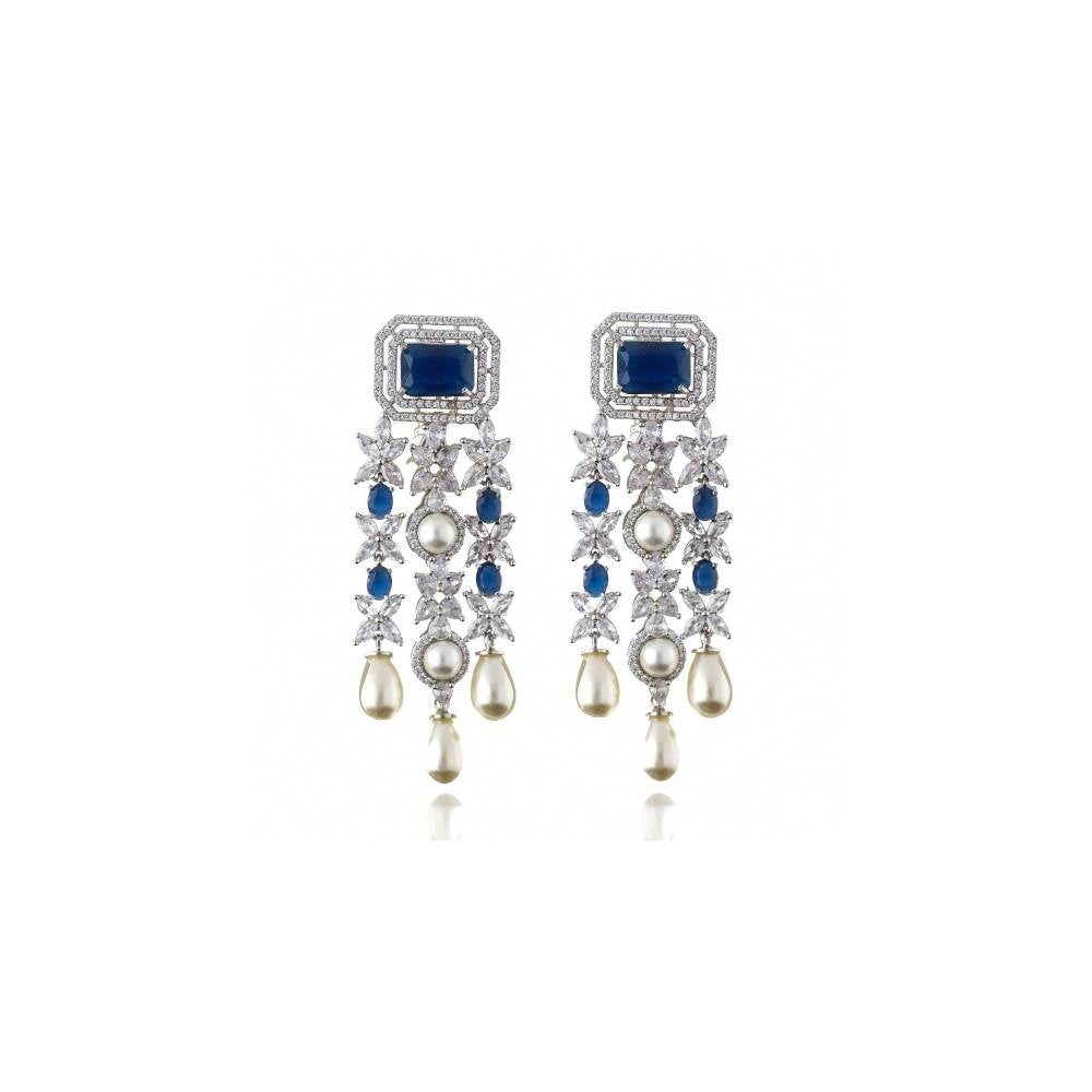 Curio Cottage Sapphire Blue Diamante Cascade Drop Earrings