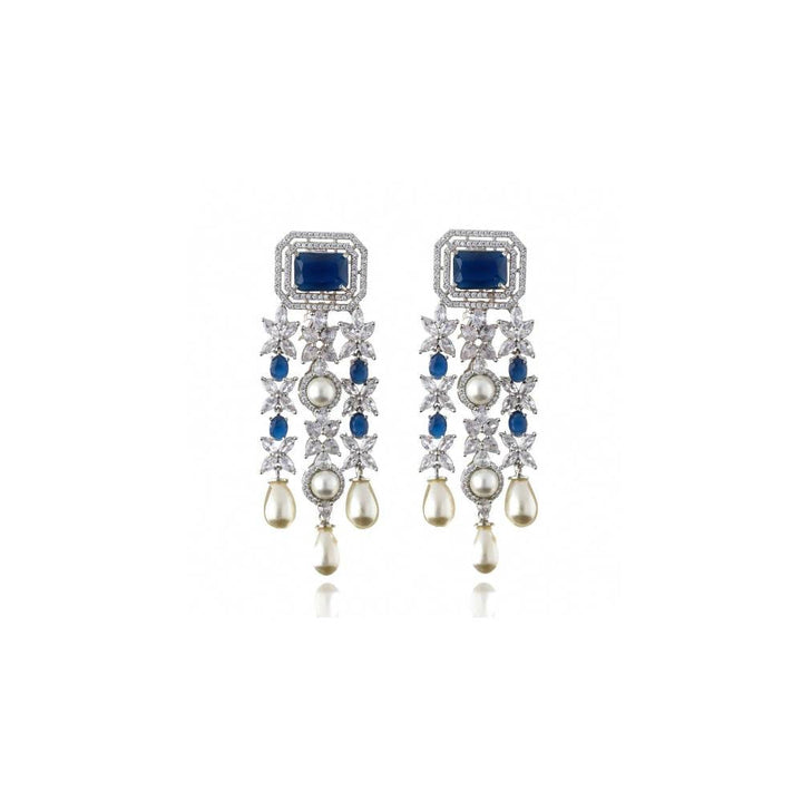 Curio Cottage Sapphire Blue Diamante Cascade Drop Earrings