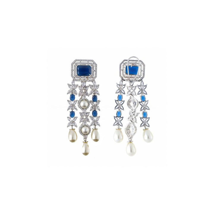 Curio Cottage Sapphire Blue Diamante Cascade Drop Earrings