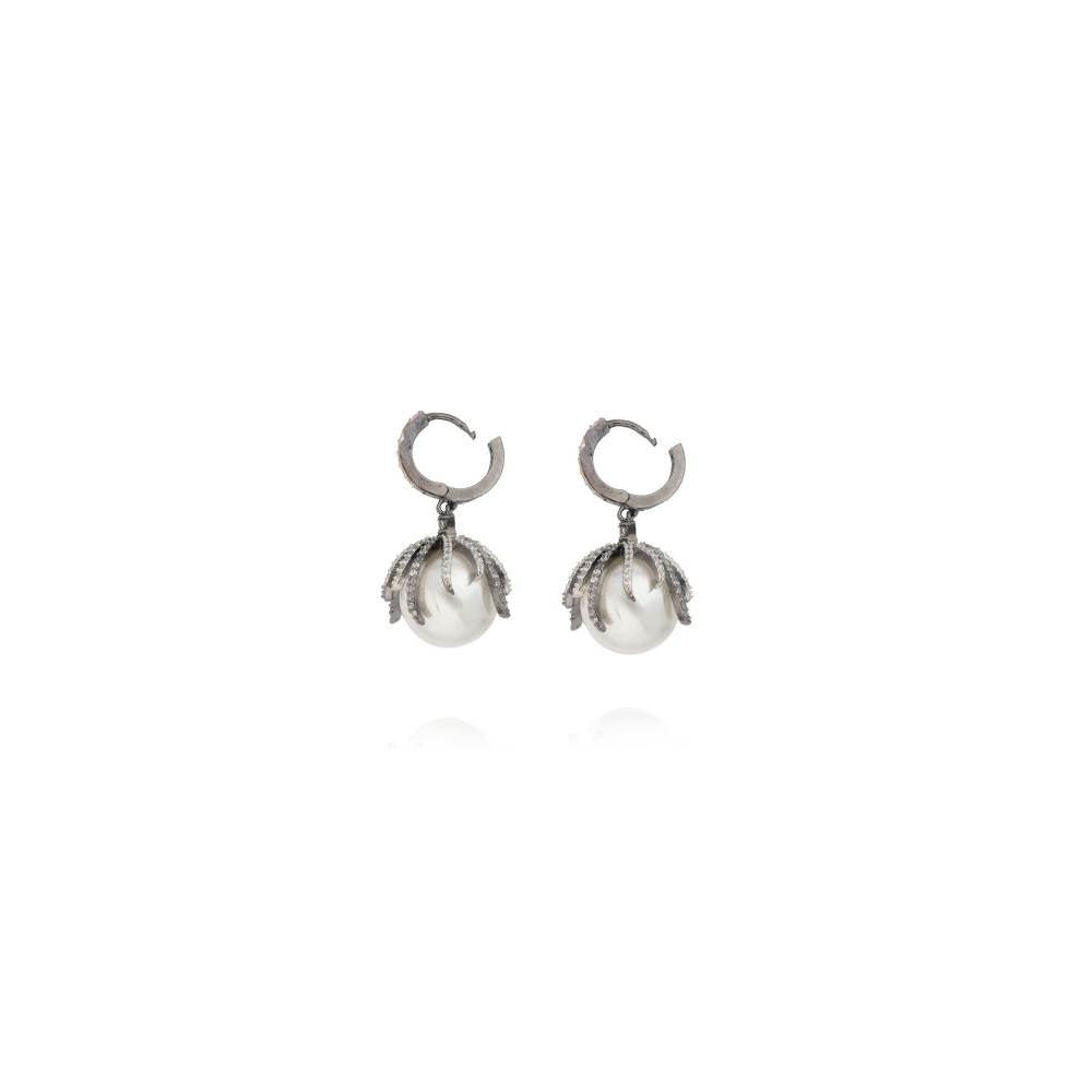Curio Cottage Drop of Oyster Diamante Hugging Hoop Earrings
