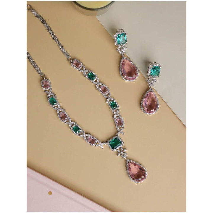 Curio Cottage Shades of Pastel Diamante Cubic Zirconia Necklace Set
