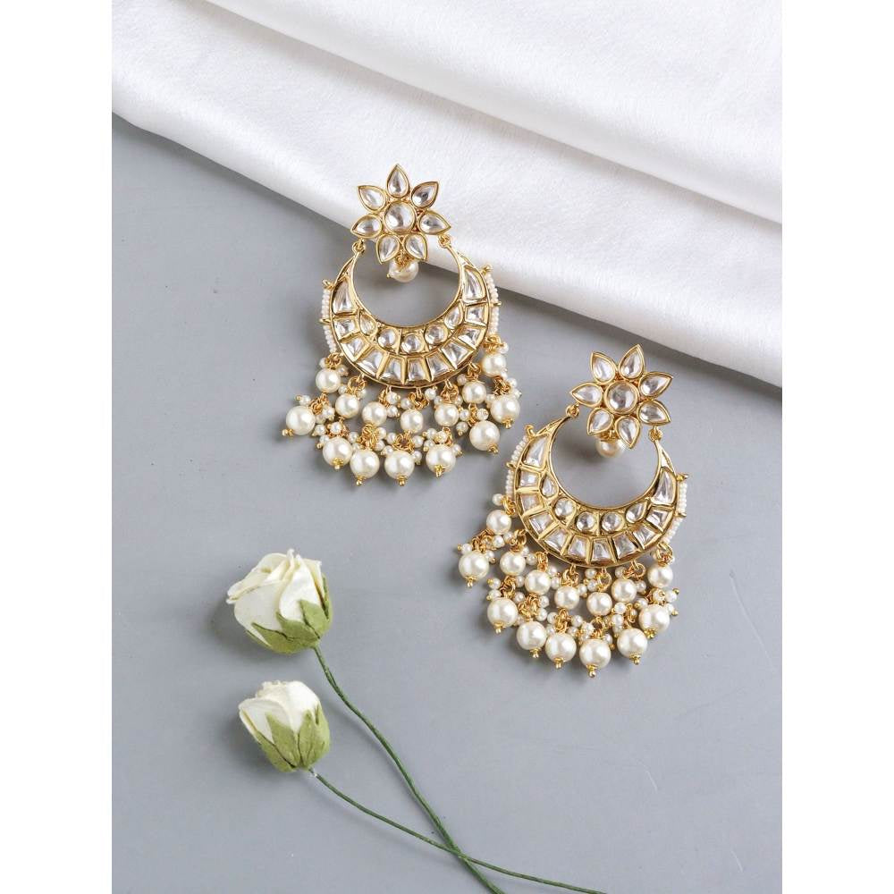 Curio Cottage Layered Pearls of Oyster Chandbaali Earrings