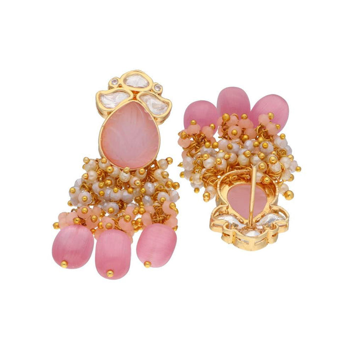 Curio Cottage Praising Pink The Zoya Kundan Dangler Earrings