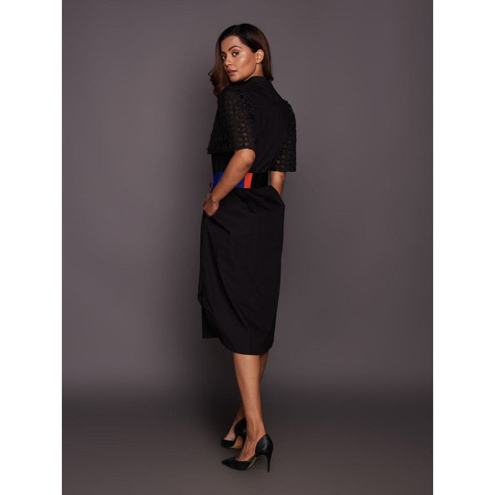 Deepika Arora Black Cotton Shirt Dress with Belt (Set of 2)