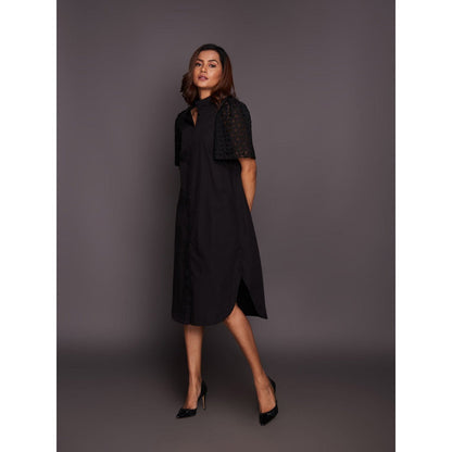 Deepika Arora Black Cotton Shirt Dress with Belt (Set of 2)