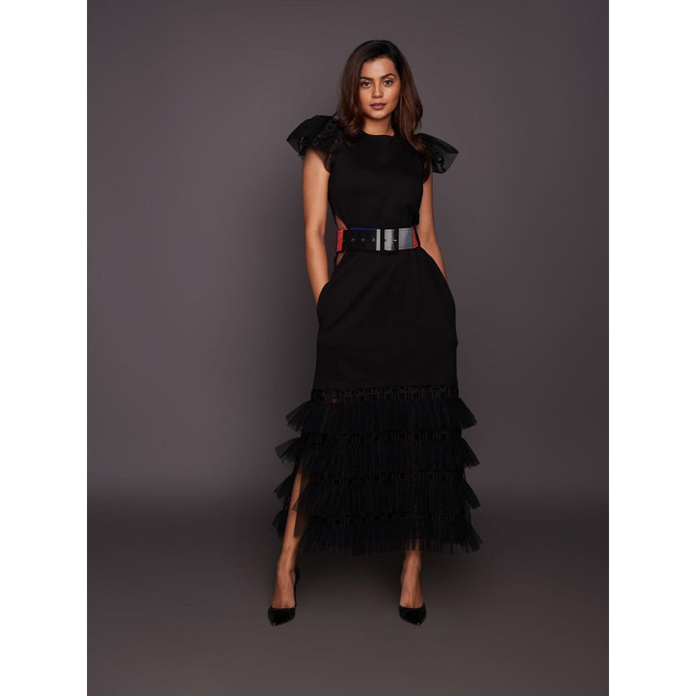 Deepika Arora Black Detailing Backless Dress (Set of 2)