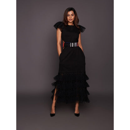 Deepika Arora Black Detailing Backless Dress (Set of 2)