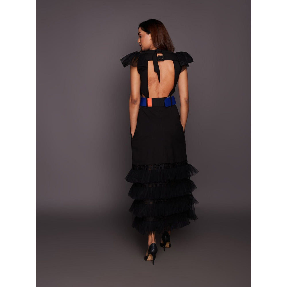 Deepika Arora Black Detailing Backless Dress (Set of 2)