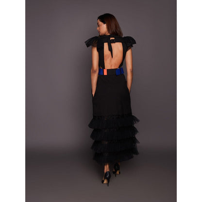 Deepika Arora Black Detailing Backless Dress (Set of 2)