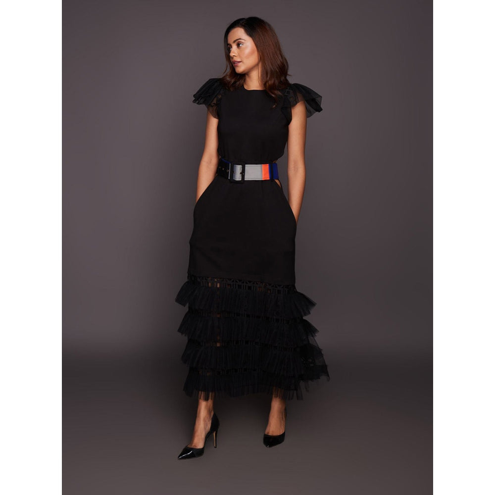 Deepika Arora Black Detailing Backless Dress (Set of 2)