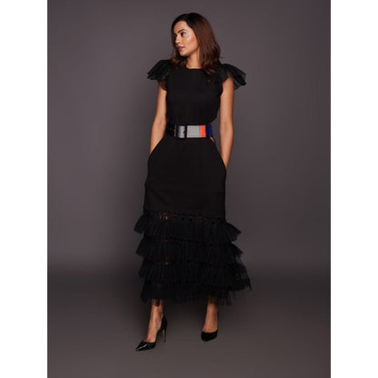 Deepika Arora Black Detailing Backless Dress (Set of 2)