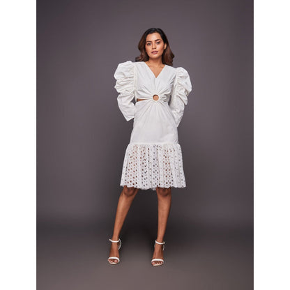 Deepika Arora White Cotton Dress