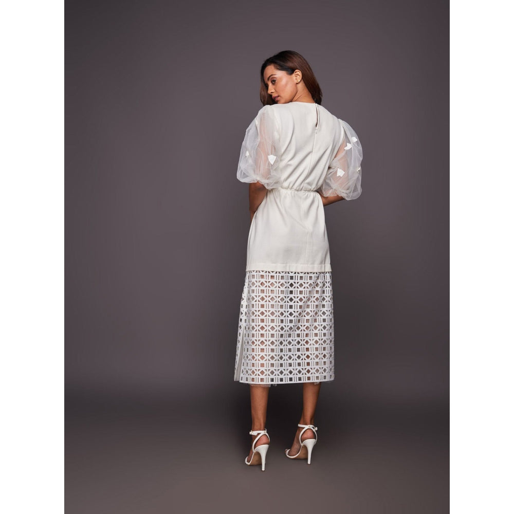 Deepika Arora White Dress with Net Balloon Sleeves