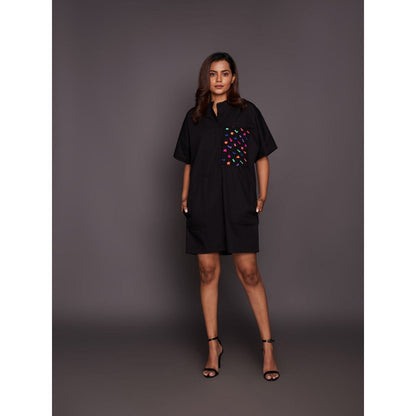 Deepika Arora Black Cotton Box Fit Dress