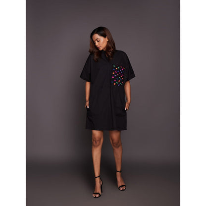 Deepika Arora Black Cotton Box Fit Dress