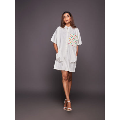 Deepika Arora White Cotton Box Fit Dress