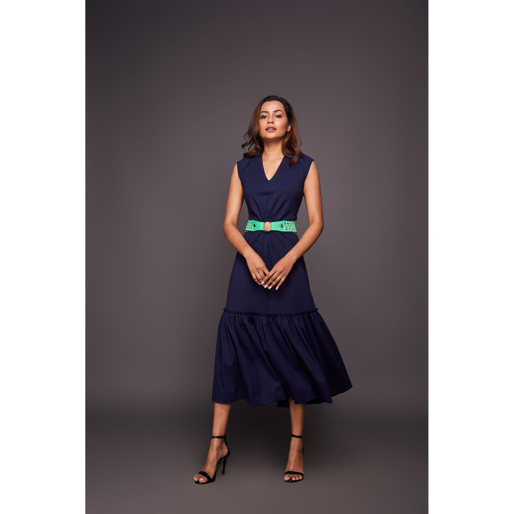 Deepika Arora Cutout Dress - Navy Blue (Set of 2)